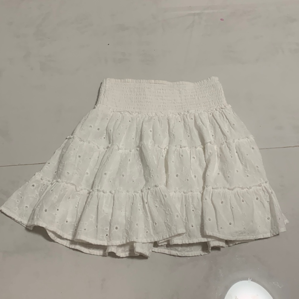 White plaid layers skirt
